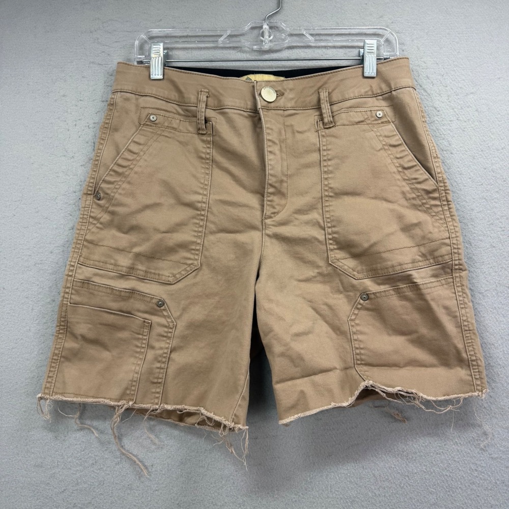 Democracy Cargo Shorts Womens 8 Tan‎ Khaki Ab Technology Raw Hem Utility Summer